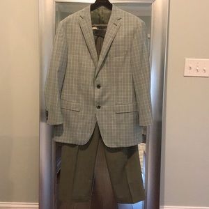 Men’s 2 piece Custom Suit Green Plaid Excellent
